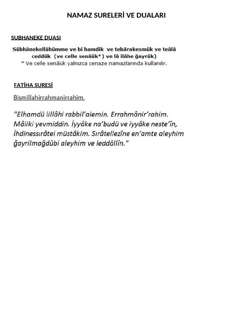 SUBHANEKE, FATİHA | PDF