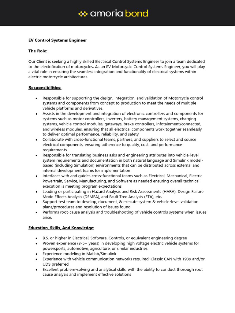 EV Motorcycle Control Systems Engineer | PDF | Systems Engineering