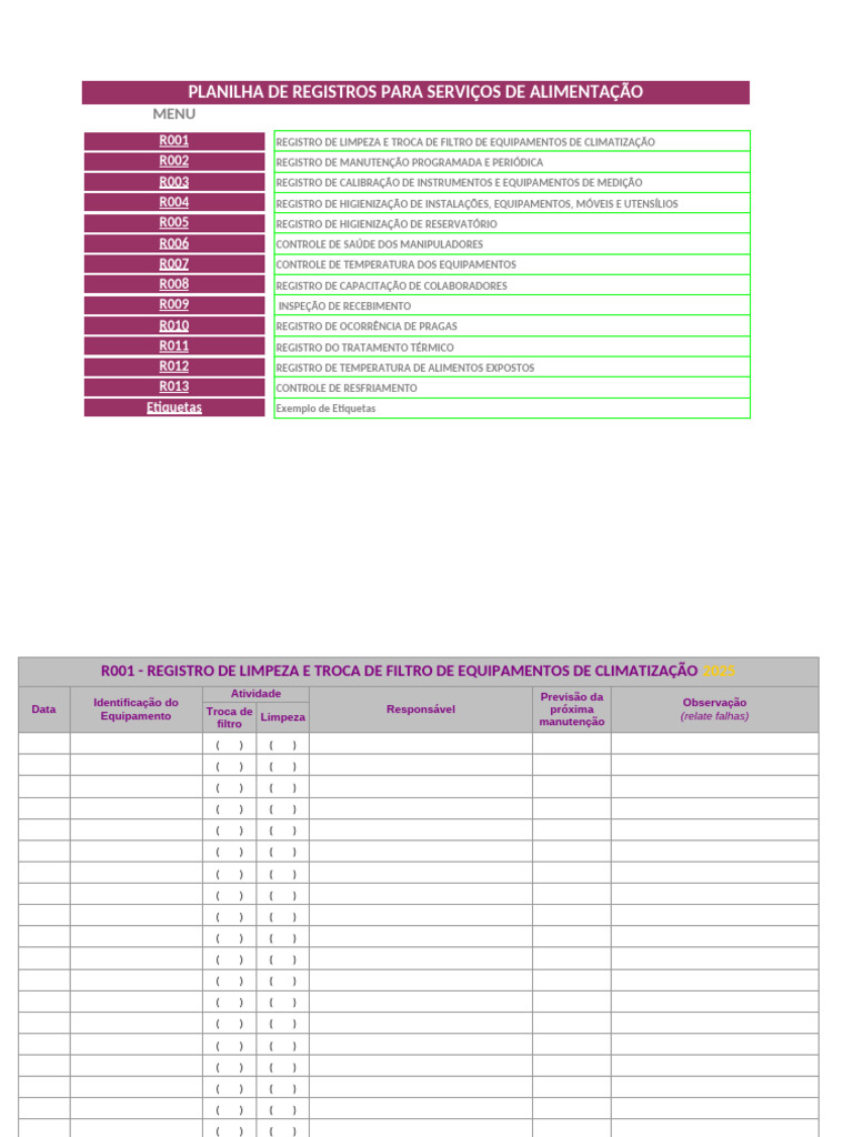 Planilhas de Registros | PDF | Temperatura