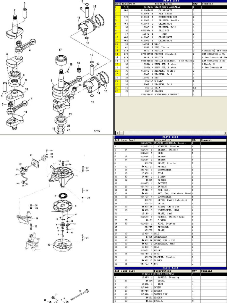 Rescue Boat Engine (Mercury 25-30 2 Stroke) Spare Parts List | PDF