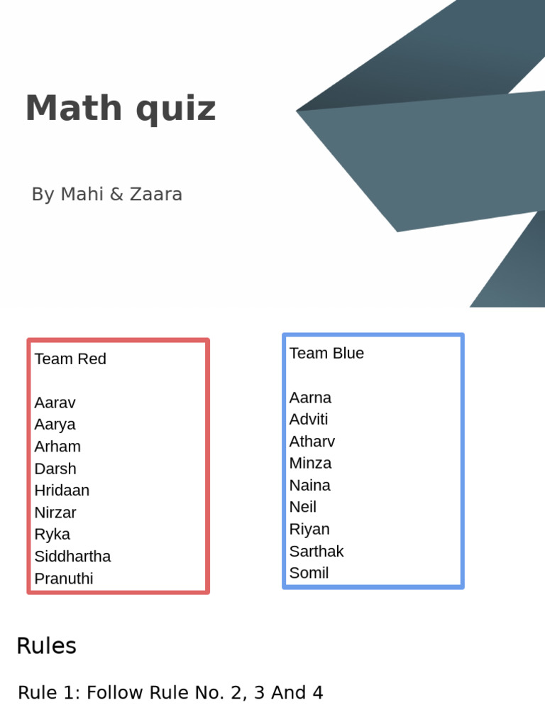 Math Quiz Instructions and Problems | PDF
