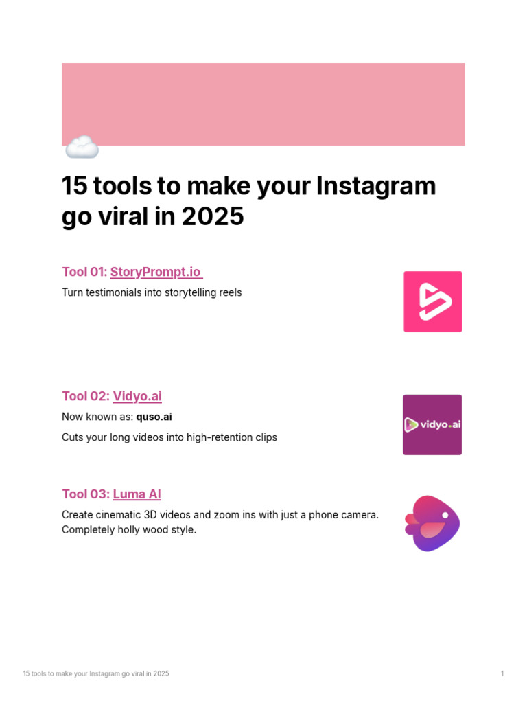 15 tools to make your Instagram go viral in 2025 | PDF