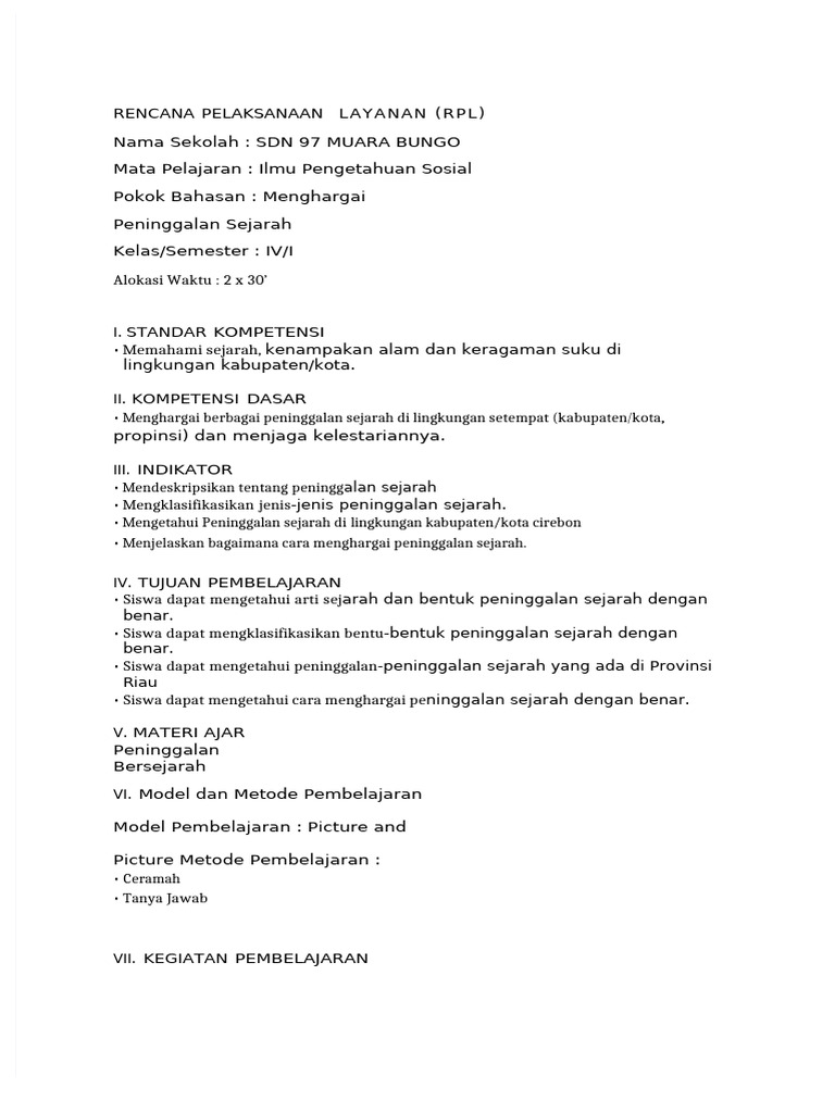 RPL Menghargai Peninggalan Sejarah SDN 97 | PDF