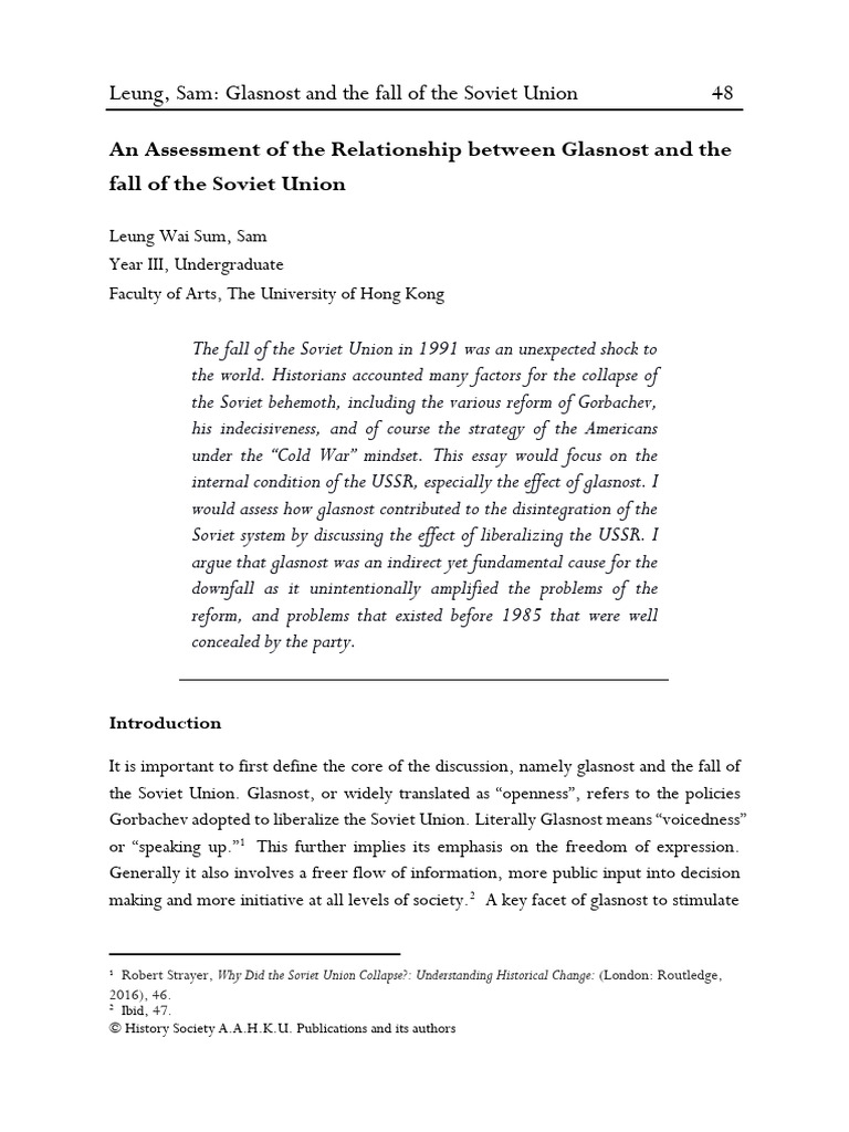 Glasnost's Role in Soviet Collapse | PDF | Soviet Union | World Politics