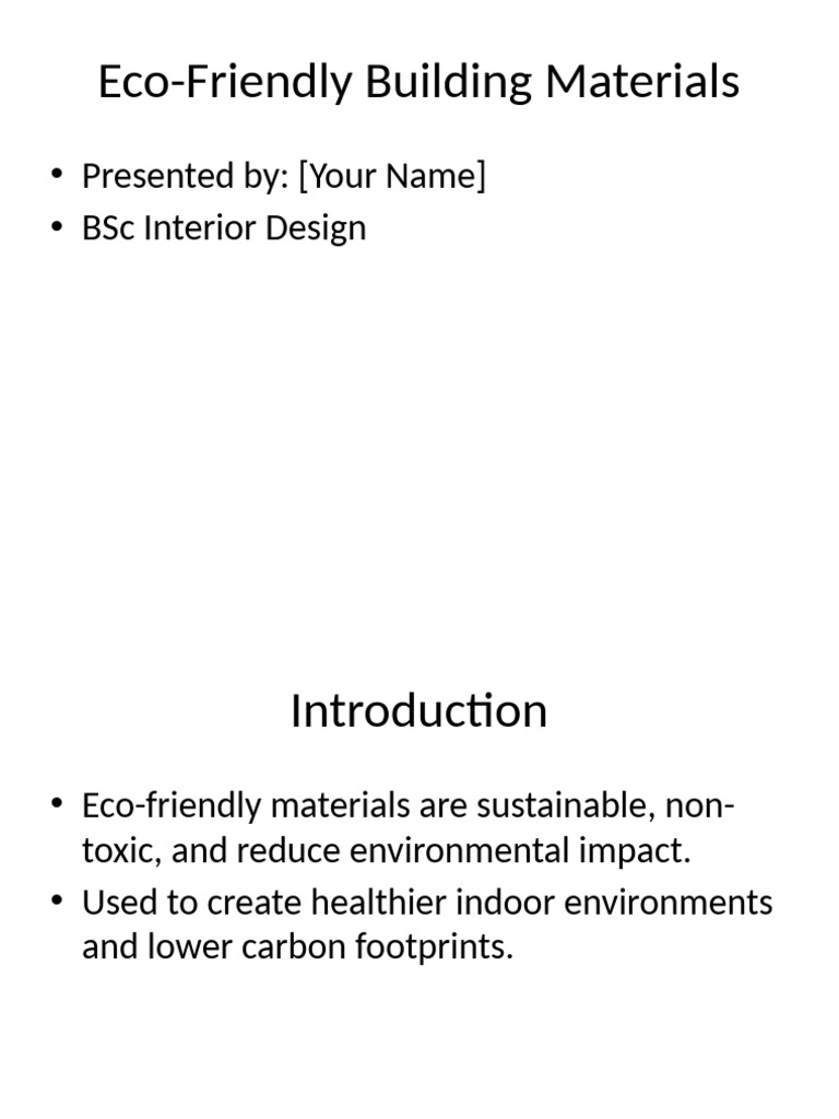 Eco-Friendly Building Materials Overview | PDF