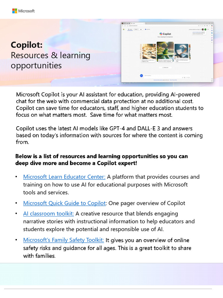 Microsoft Copilot: AI Tools for Education | PDF