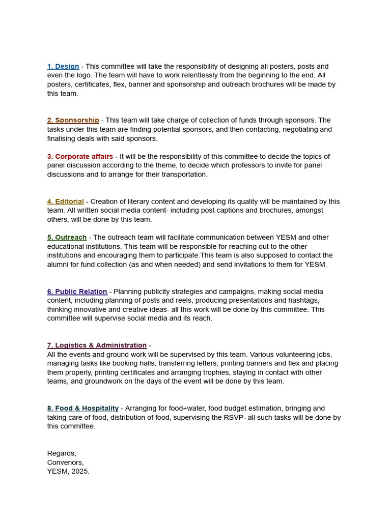Yesm Committees | PDF