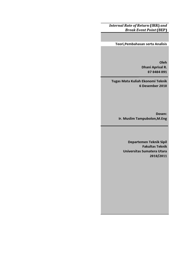 24+ Contoh Soal Break Even Point Ekonomi Teknik - Kumpulan ...