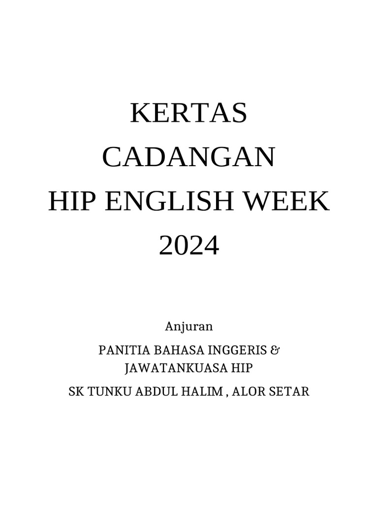 Kertas Cadangan English Week 2024 | PDF
