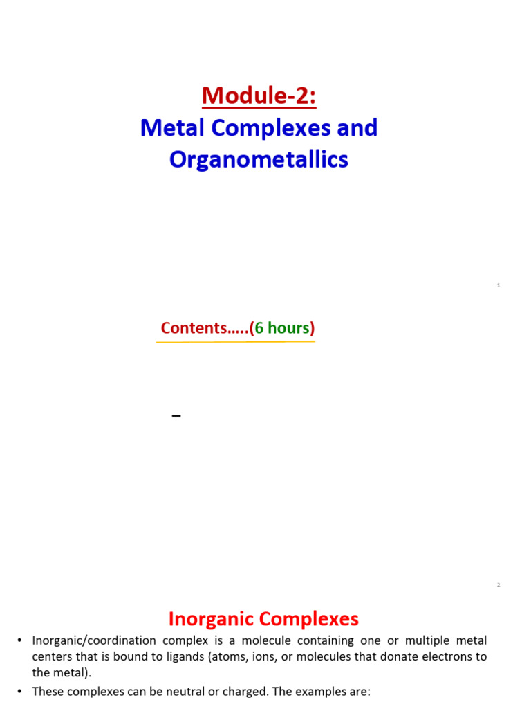 According To The Revised Syllabus Module-2 | PDF | Coordination Complex ...
