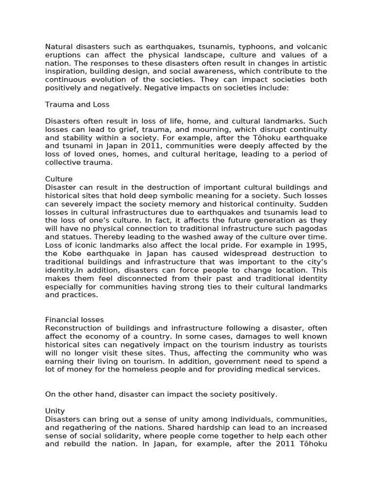Impact of Natural Disasters on Society | PDF | Tsunami | Earthquakes