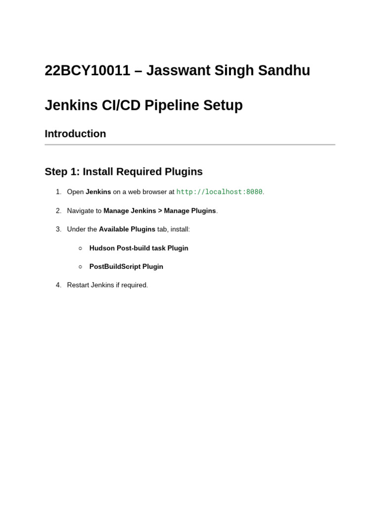 Devops - Jenkins CI CD Pipeline Setup | PDF | Sudo | Unix Software