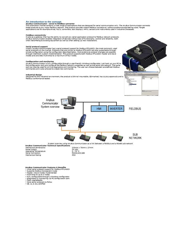 AnyBus Communicator: Serial Gateway Overview | PDF | Computing ...
