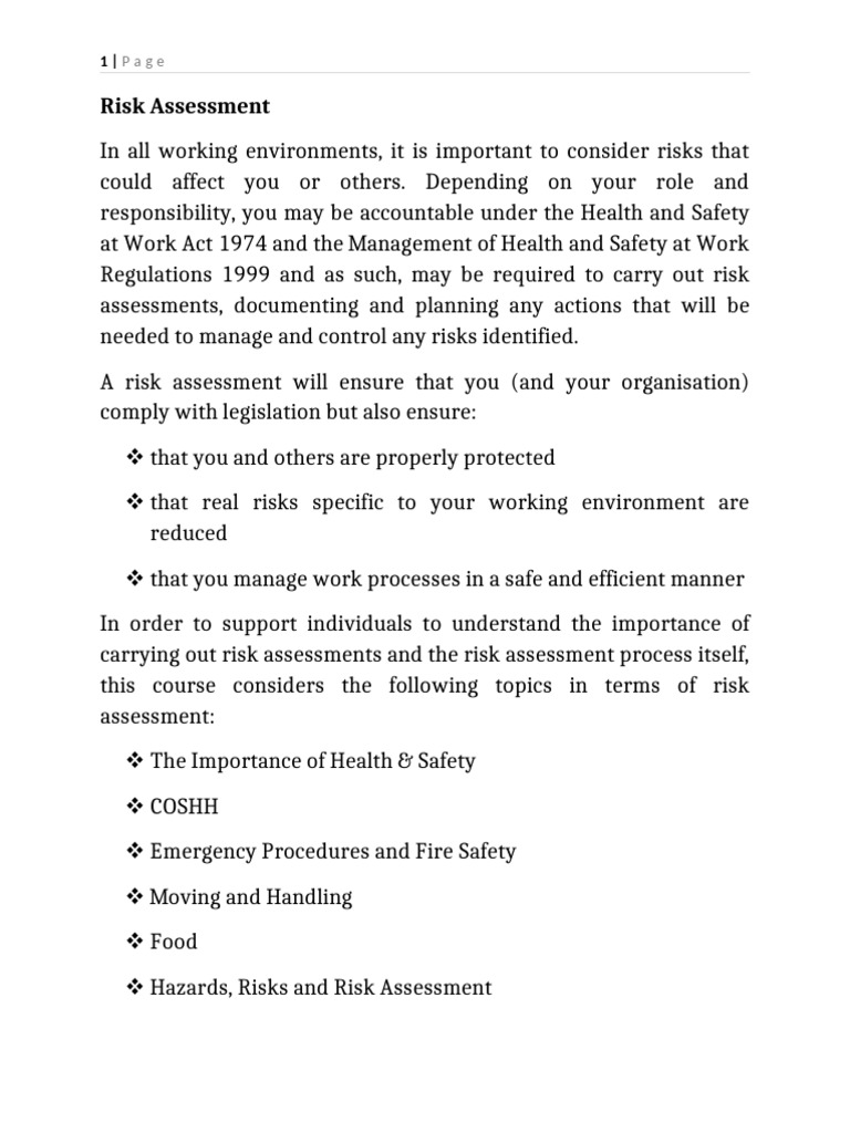 Risk Assessment in Workplace Safety | PDF | Occupational Safety And ...