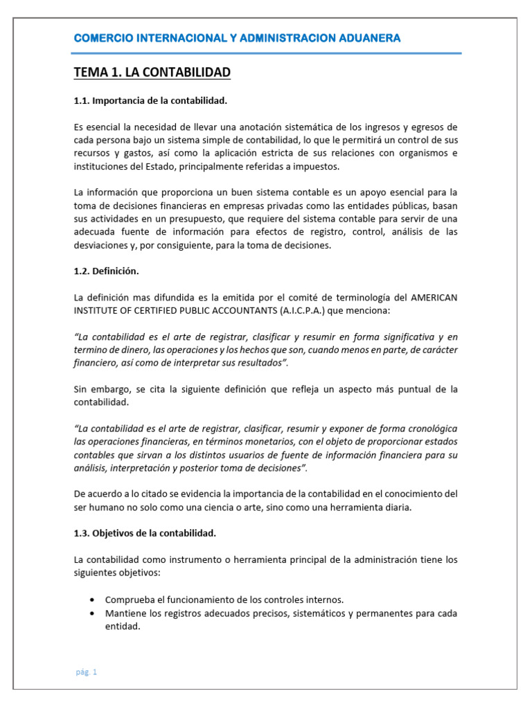 Importancia y Objetivos de la Contabilidad | PDF | Contabilidad | Economias