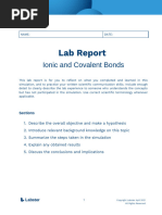 Lab Report - Ionic and Covalent Bonds | PDF | Chemical Bond | Ionic Bonding