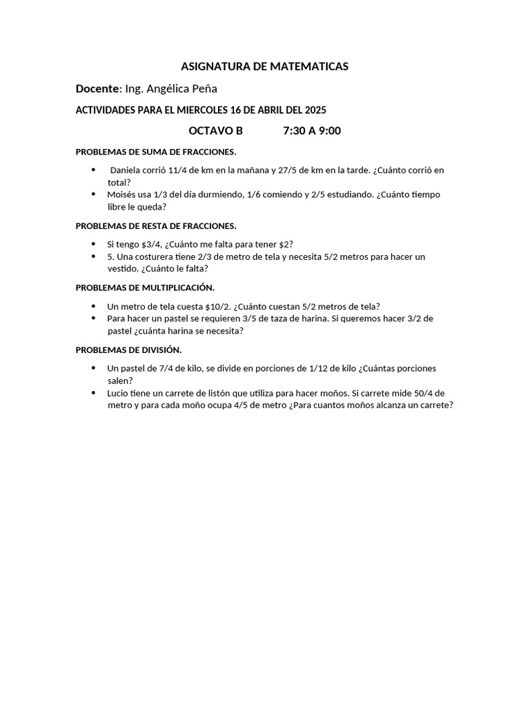 Asignatura de Matematicas 16-4-25 | PDF