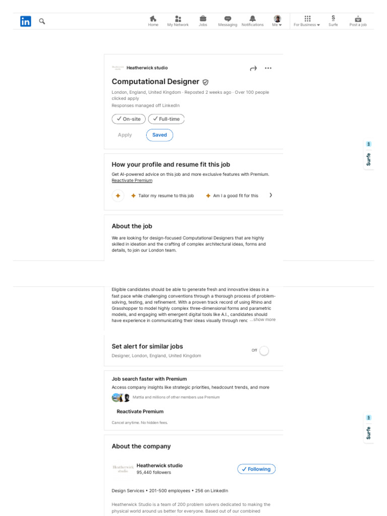 Computational Designer - Heatherwick Studio - LinkedIn | PDF | Linked In