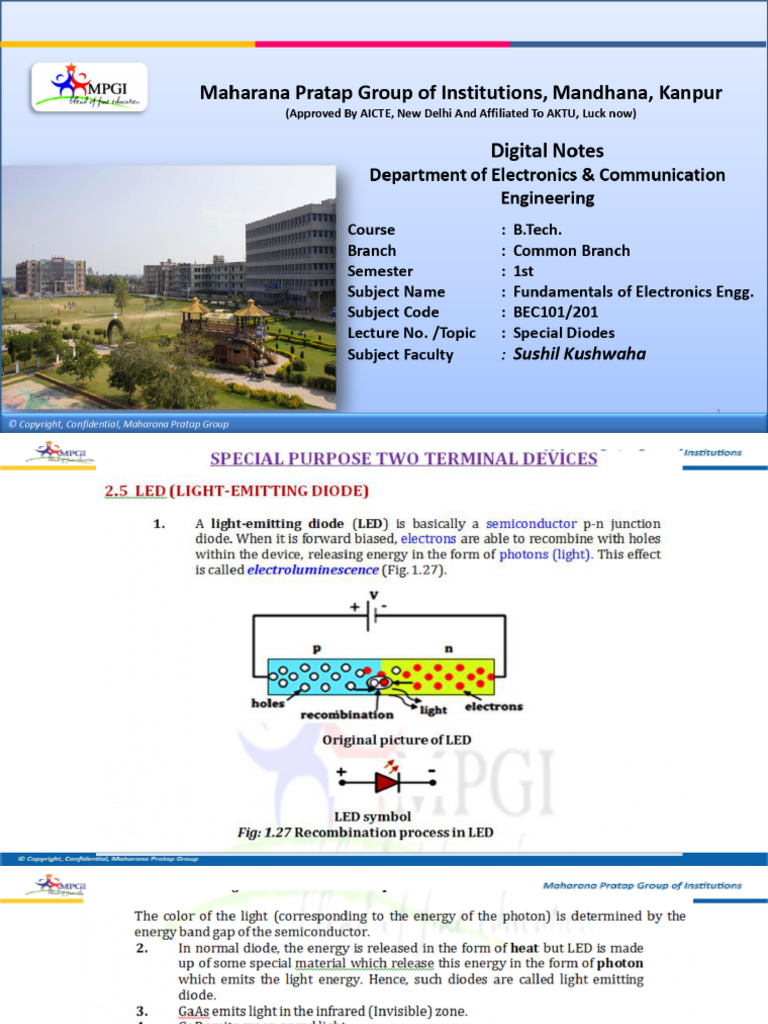 Special Purpose Diodes Overview | PDF | Diode | P–N Junction