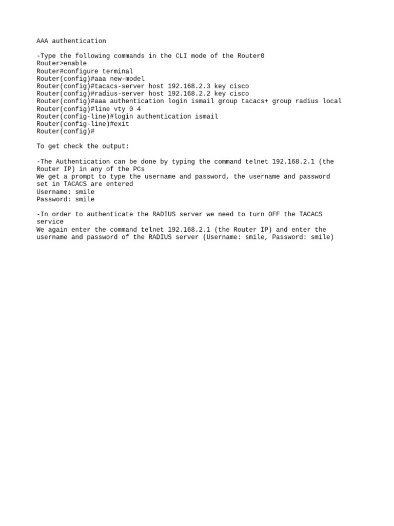 Configuring AAA Authentication on Router | PDF