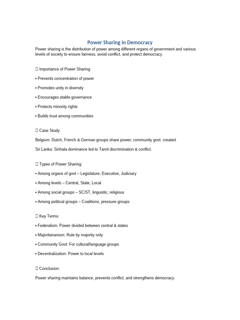 Power Sharing One Page | PDF