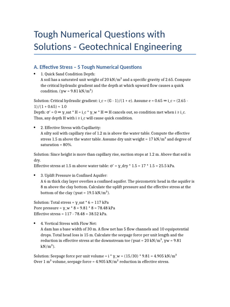 GATE Tough Geotech Numericals Solutions | PDF | Soil Mechanics ...