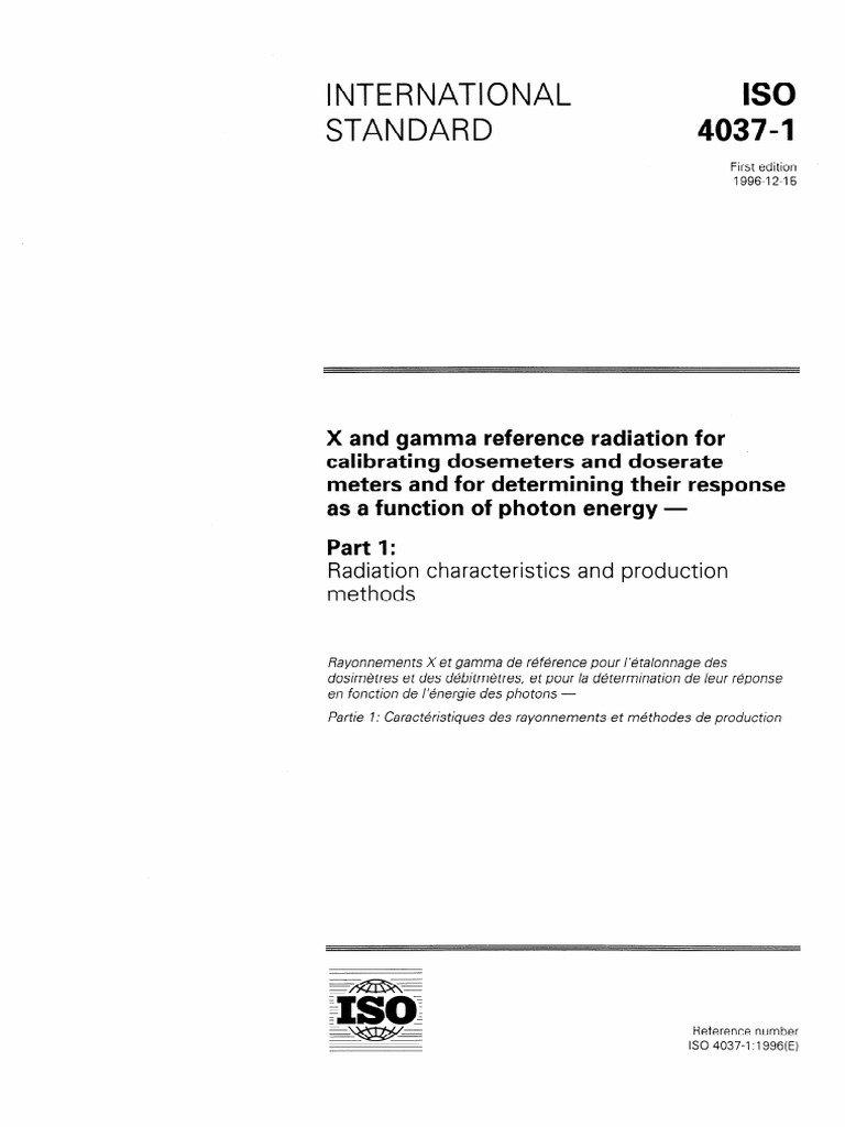 ISO 4037-1: X and Gamma Radiation Standards | PDF | International ...