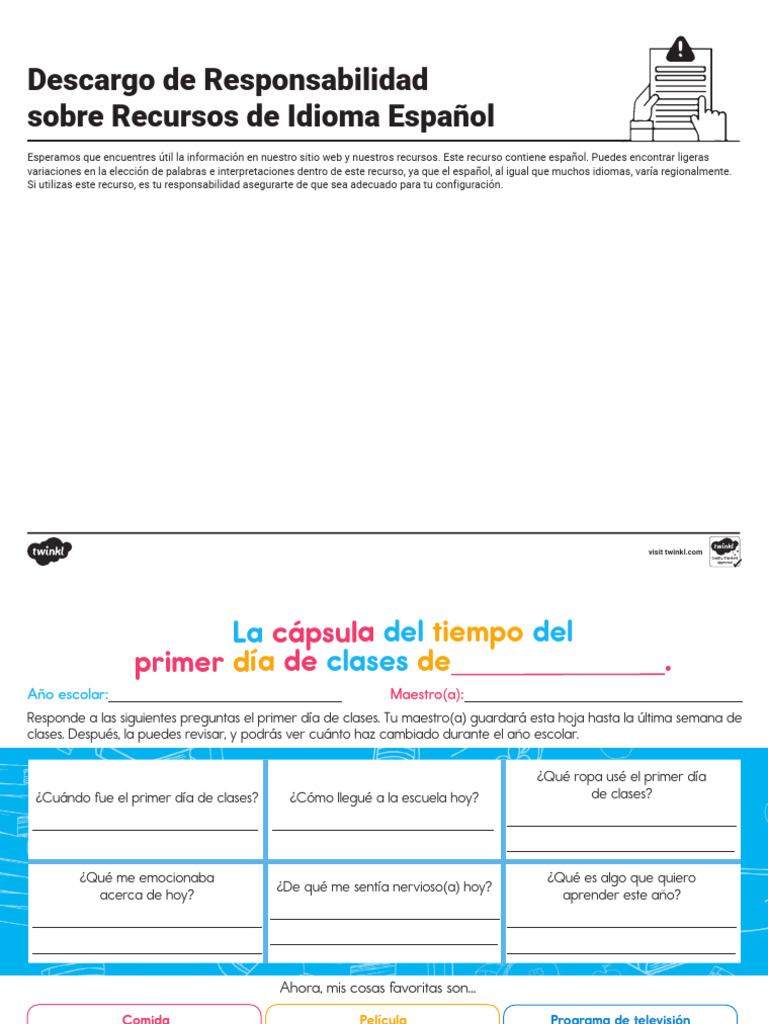 Recursos para el Primer Día de Clases | PDF