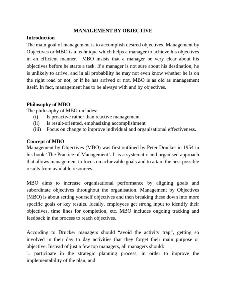 Management by Objectives Explained | PDF | Goal | Performance Appraisal