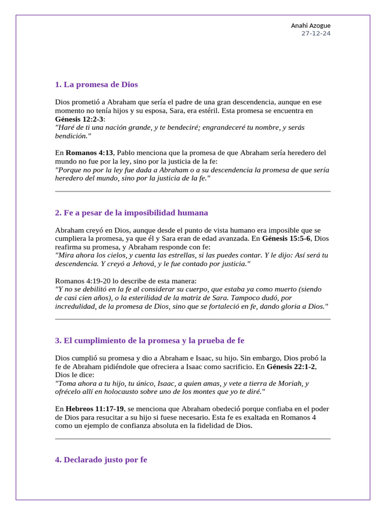 Fe y promesa en la vida de Abraham | PDF | Abrahán | Epístola a los romanos