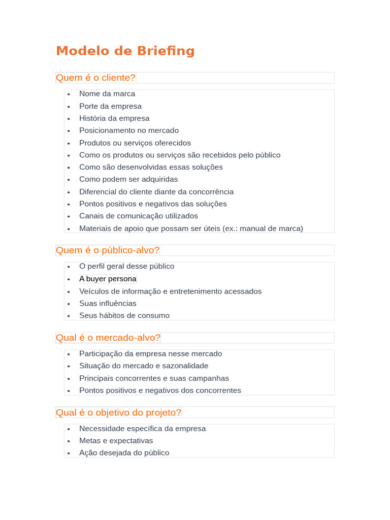 Modelo Completo de Briefing de Marketing | PDF