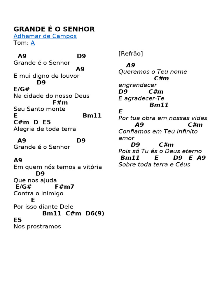 Letra da Música 