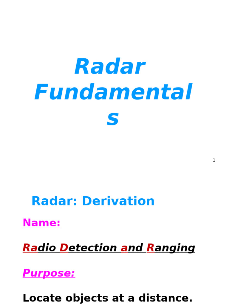 Radar Basics | PDF | Radar | Telecommunications Engineering