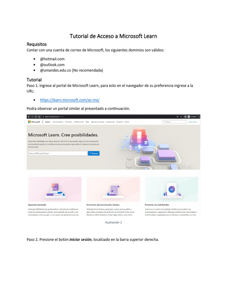 Acceso a Microsoft Learn: Requisitos y Pasos | PDF | Microsoft | Software