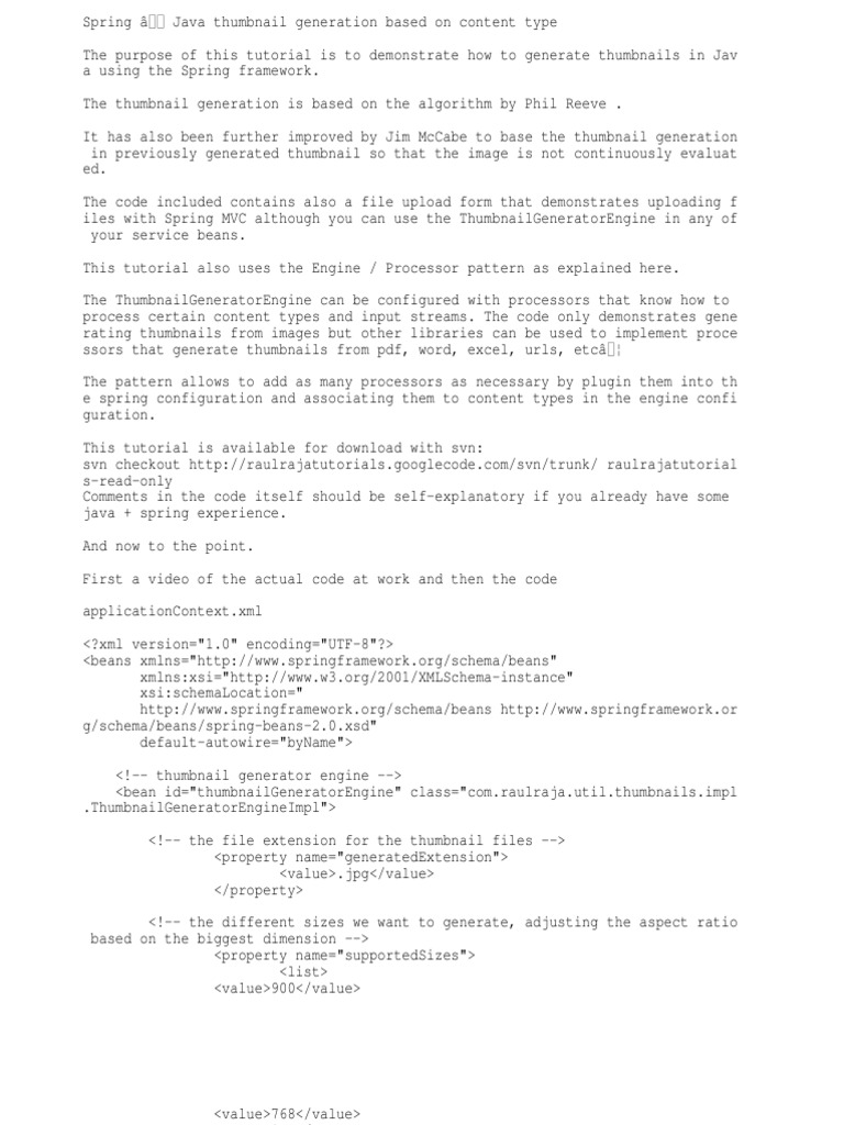 Java Spring - Thumbnail Generating | PDF | Spring Framework | Java ...