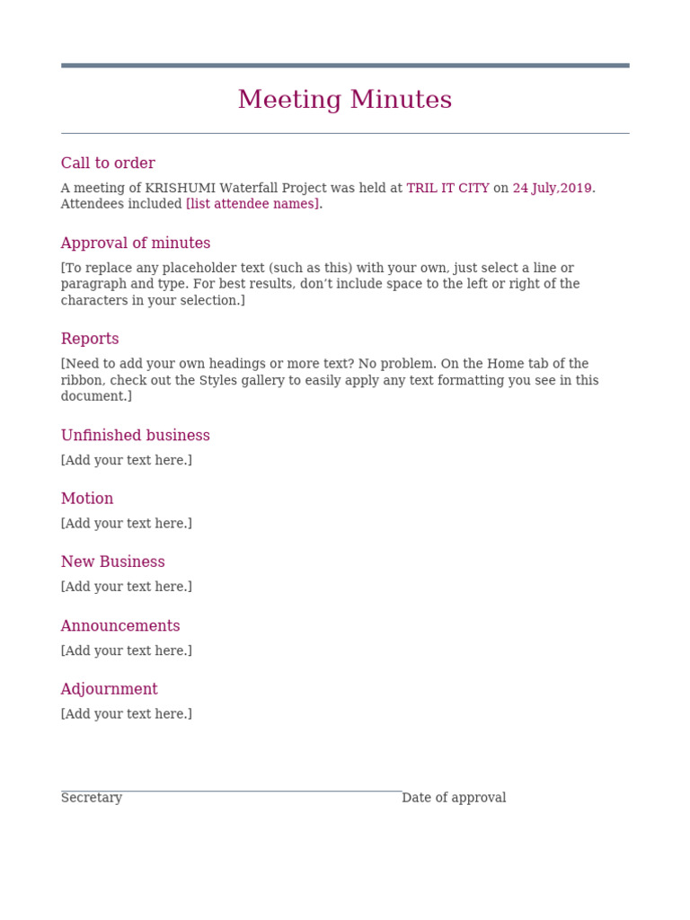 Meeting Minutes: Call To Order | PDF