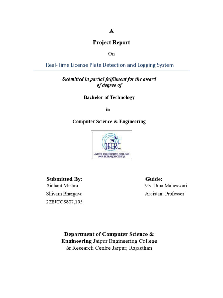 Real-Time License Plate Detection System | PDF | Optical Character ...