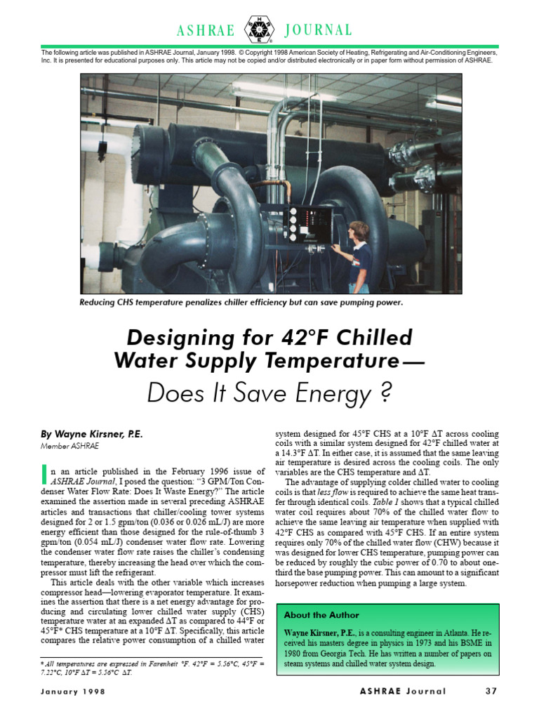 Energy Savings with 42°F Chilled Water | PDF | Heat Transfer | Heat