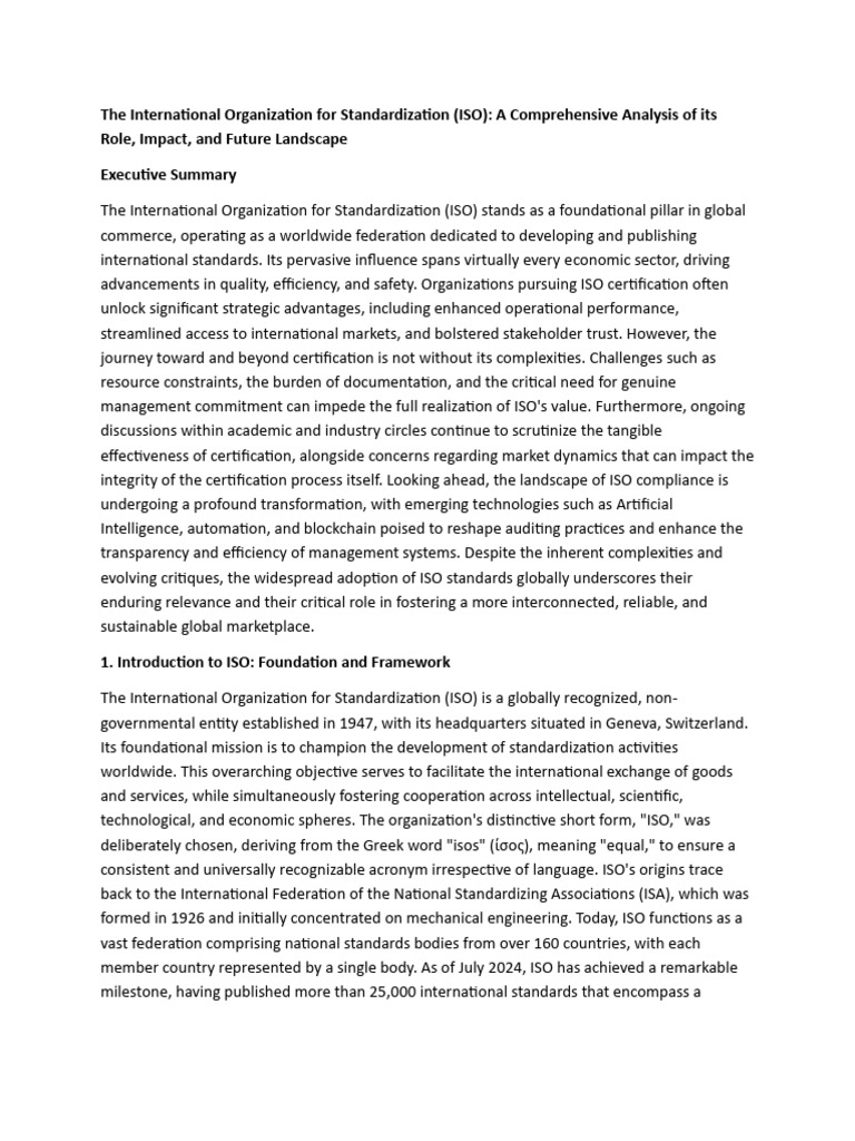 The International Organization For Standardization (ISO) | PDF ...