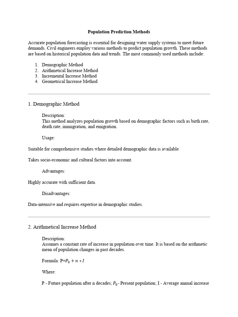 Population Forecasting Methods Overview | PDF | Demography | Population ...