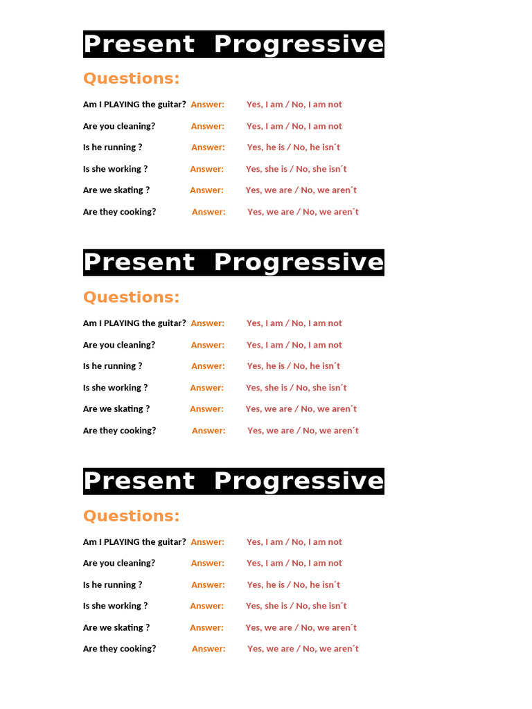 Present Progressive Grammar | PDF