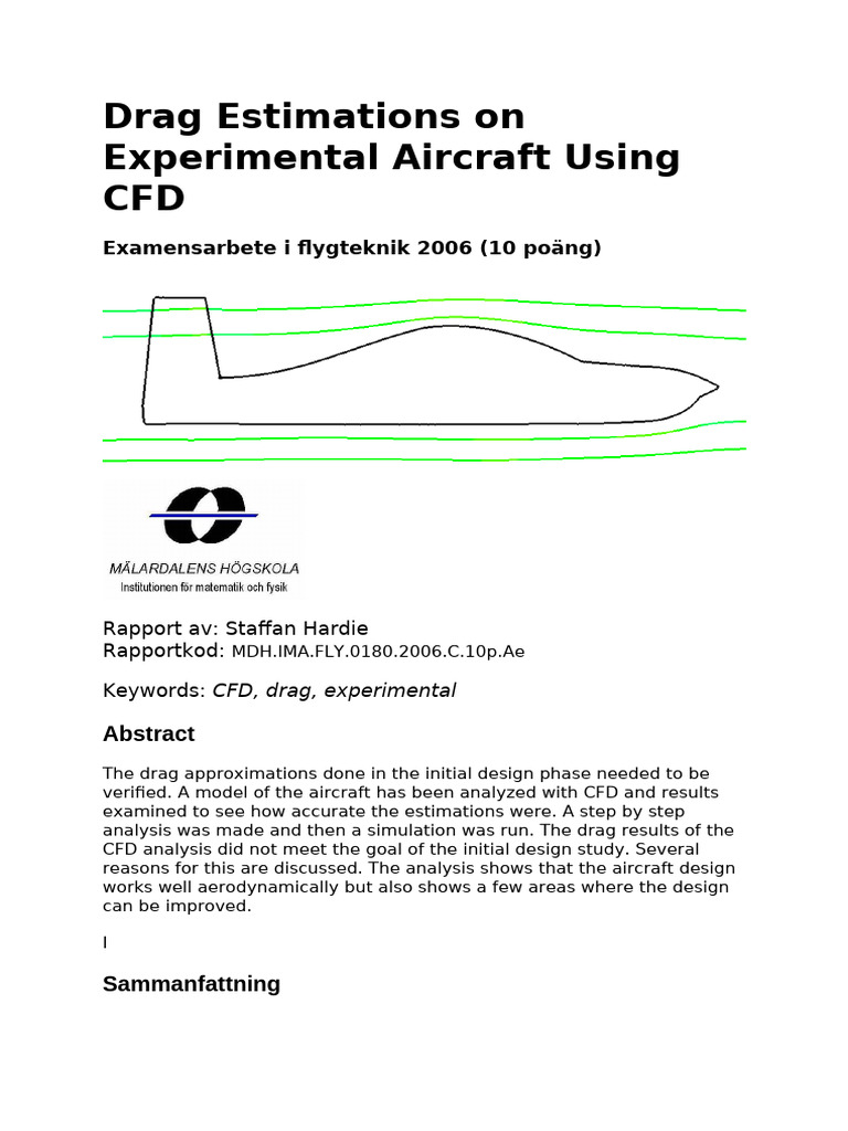 Drag Estimations On Experimental Aircraft Using CFD | PDF | Fluid ...
