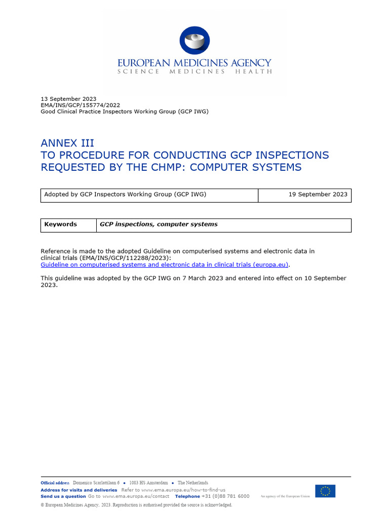 GCP Inspections: Computer Systems Guidelines | PDF