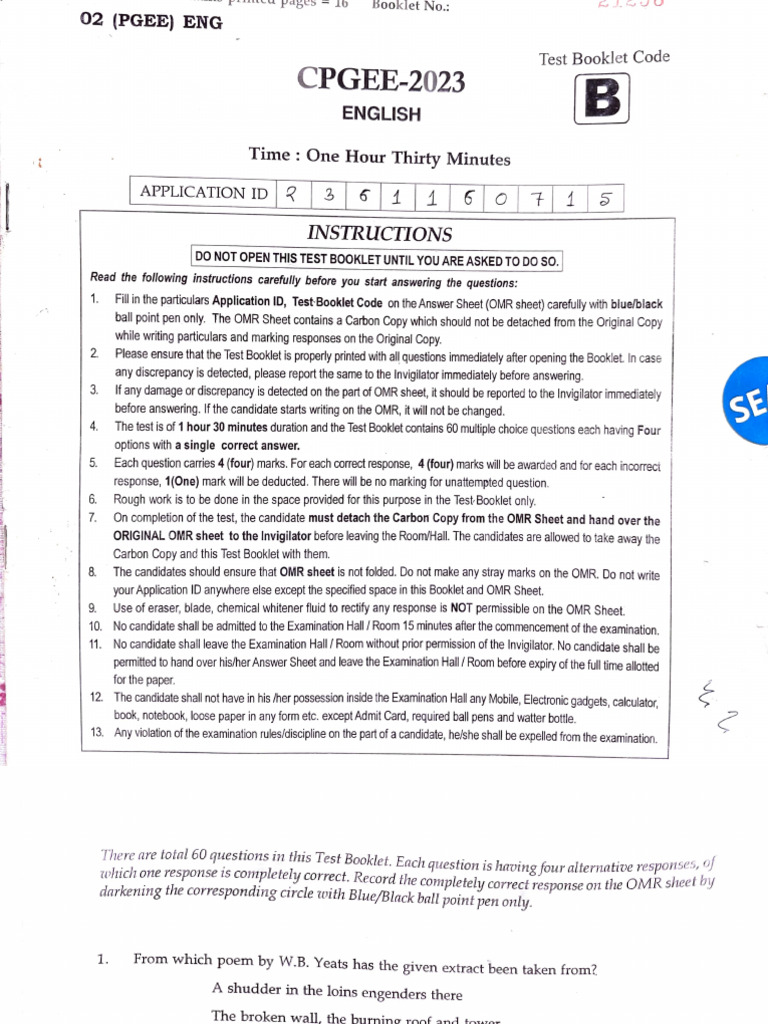 CU English PG 2023 | PDF