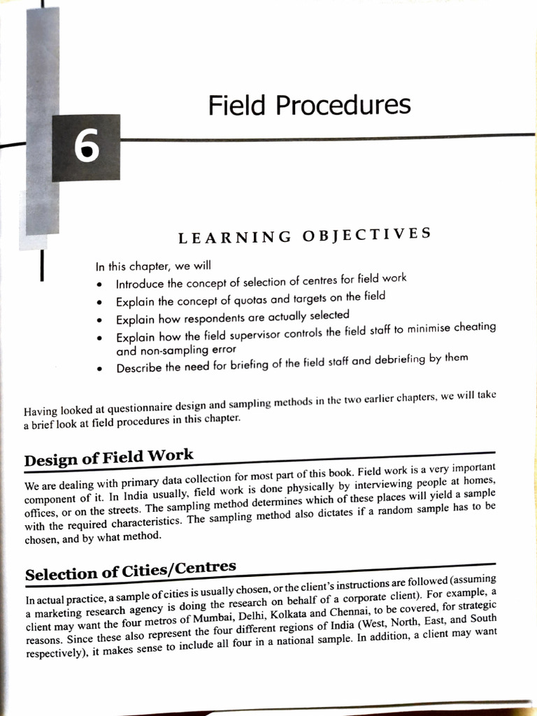 Field Work Procedures in Research | PDF | Sampling (Statistics ...