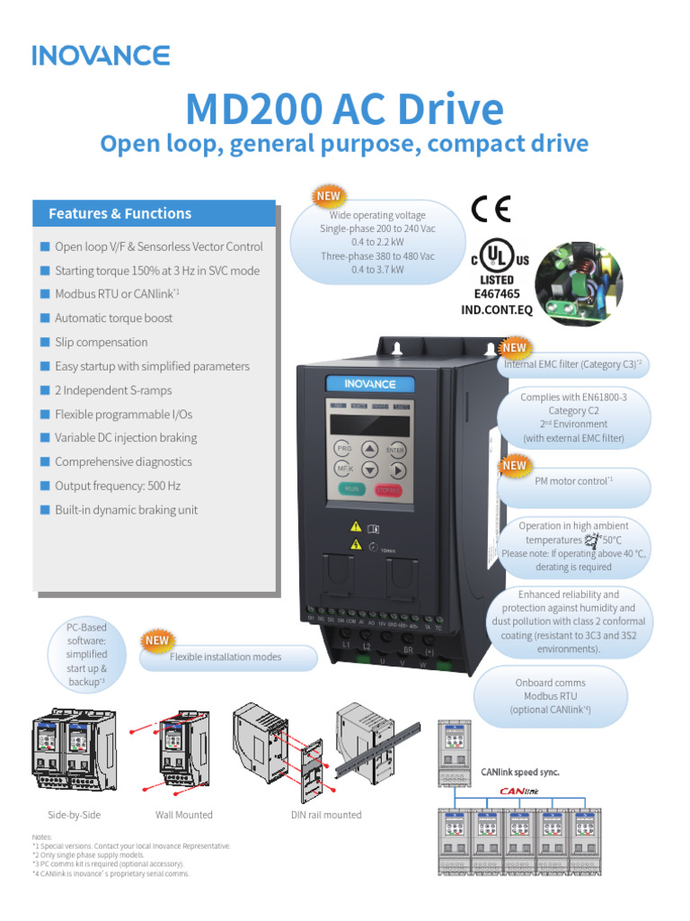 MD200 AC Drive User Manual | PDF | Alternating Current | Electrical ...