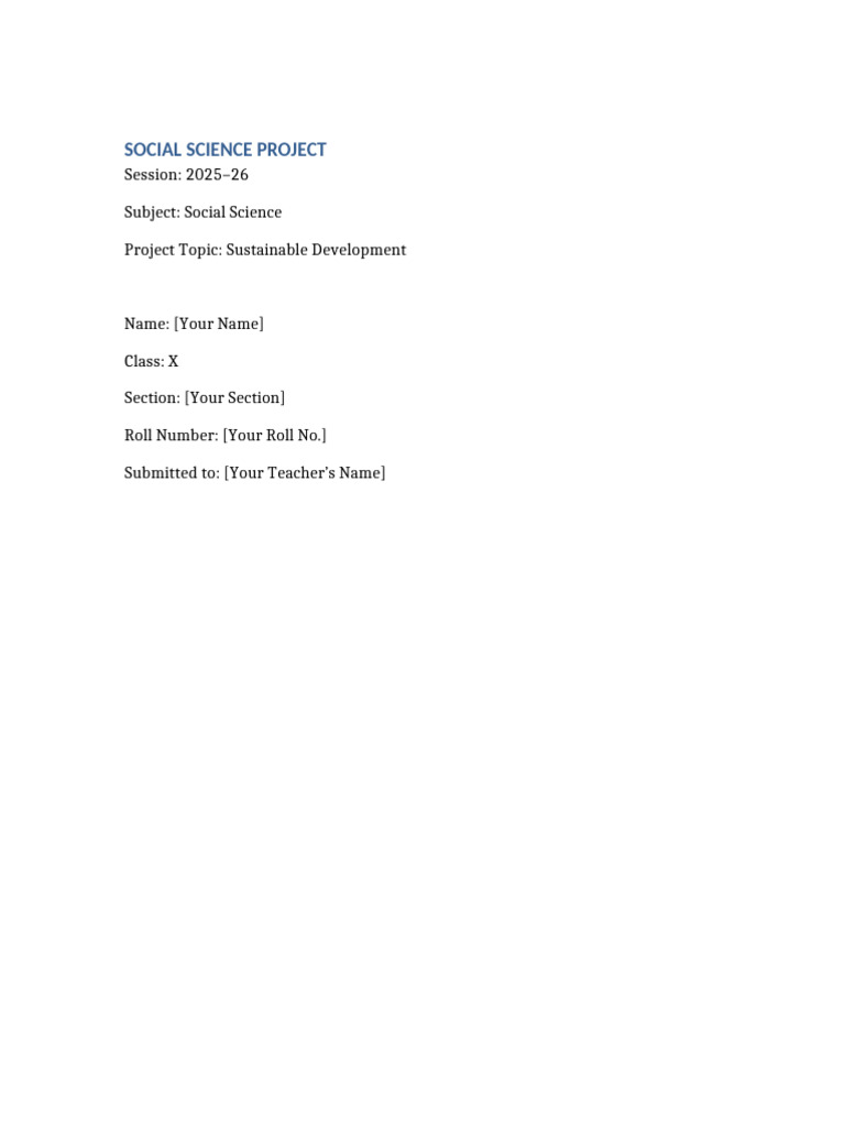 Class 10 Project on Sustainable Development | PDF | Sustainability ...