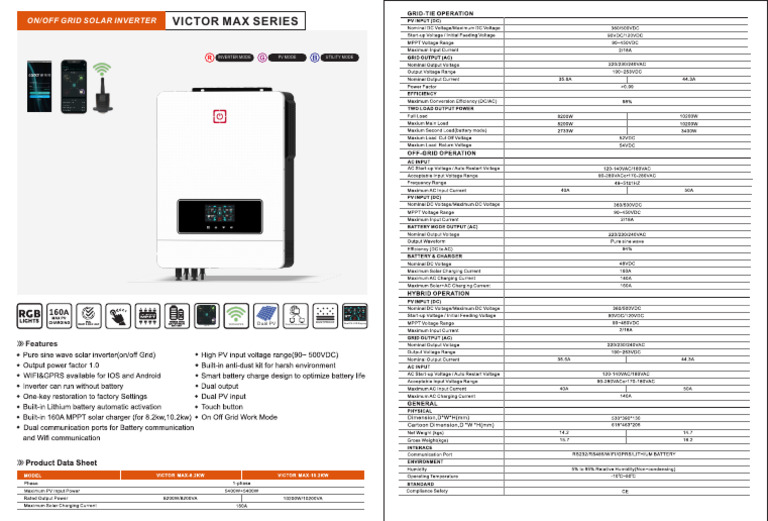 Victor Max Series Inverter Overview | PDF