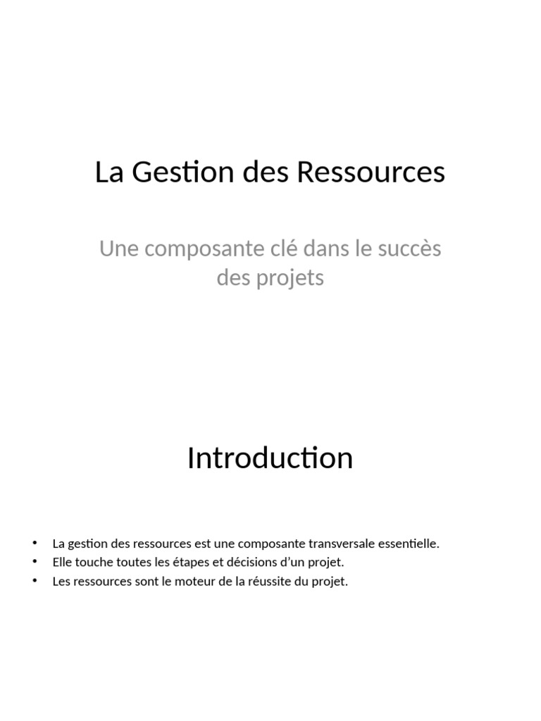 Gestion des Ressources pour Projets Réussis | PDF | Planification ...