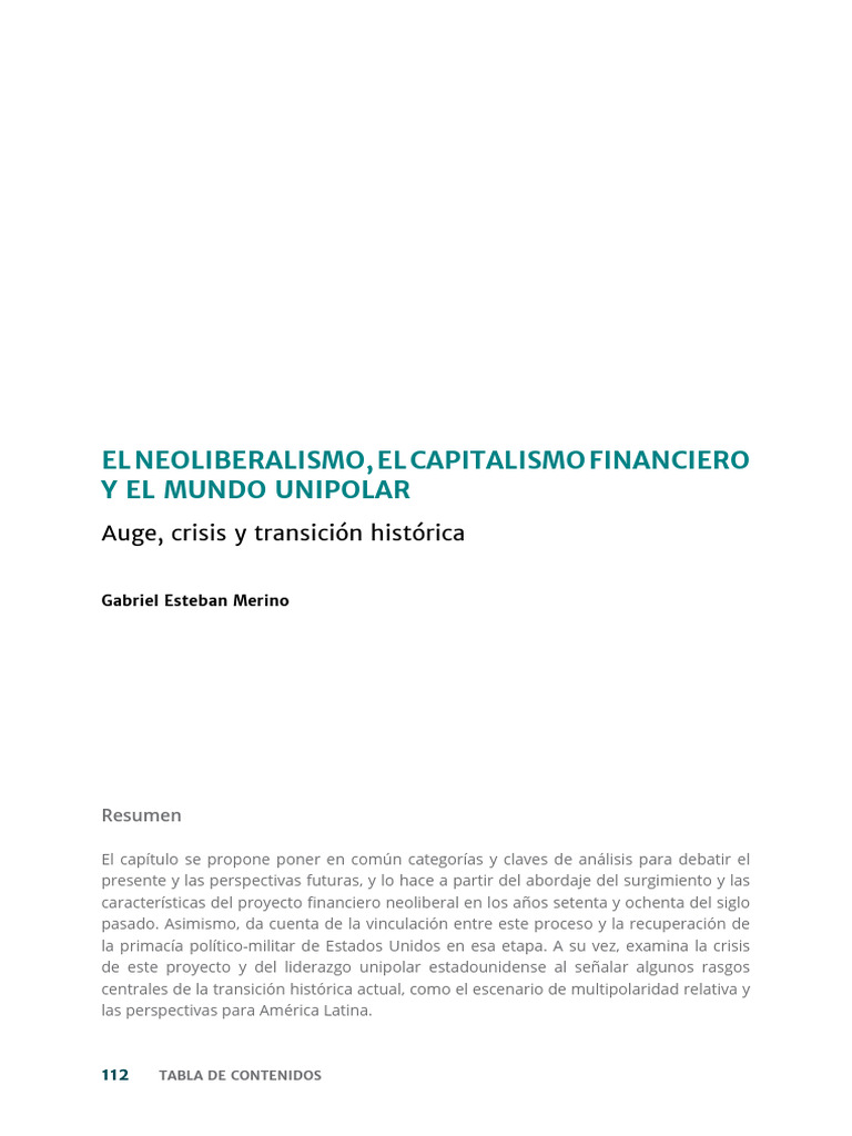 Neoliberalismo y crisis del capitalismo | PDF | Neoliberalismo ...